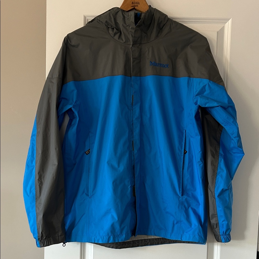 Marmot Hooded PreClip Rain Jacket Sz L w MEASUREMENTS Zip-Close Pockets